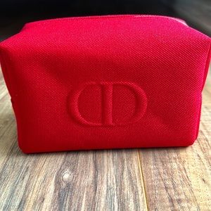 Dior Beauty Makeup Cosmetic Red Small Canvas Pouch Luxury Gift Authentic